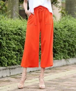 Hot Sale 🔔 Z Avenue Orange Side-Slit Pocket Crop Pants - 👩 Women ⭐