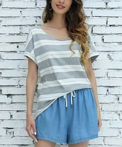 New 𧨠Z Avenue Gray & White Stripe Hi-Low Tunic - π© Women & Plus π€©