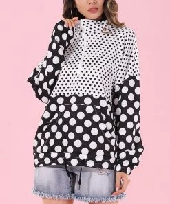 Hot Sale π₯ Z Avenue Black & White Polka Dot Quarter-Zip Pullover - π© Women β