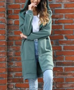 Discount 👏 Z Avenue Silver Pine Oversize Zip-Up Hoodie - 👩 Women 👏