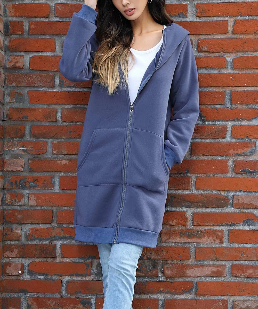 Best Sale π Z Avenue Crown Blue Oversize Zip-Up Hoodie - π© Women π - Image 3