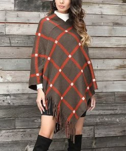 Outlet π€© Z Avenue Olive Windowpane Poncho - Juniors β