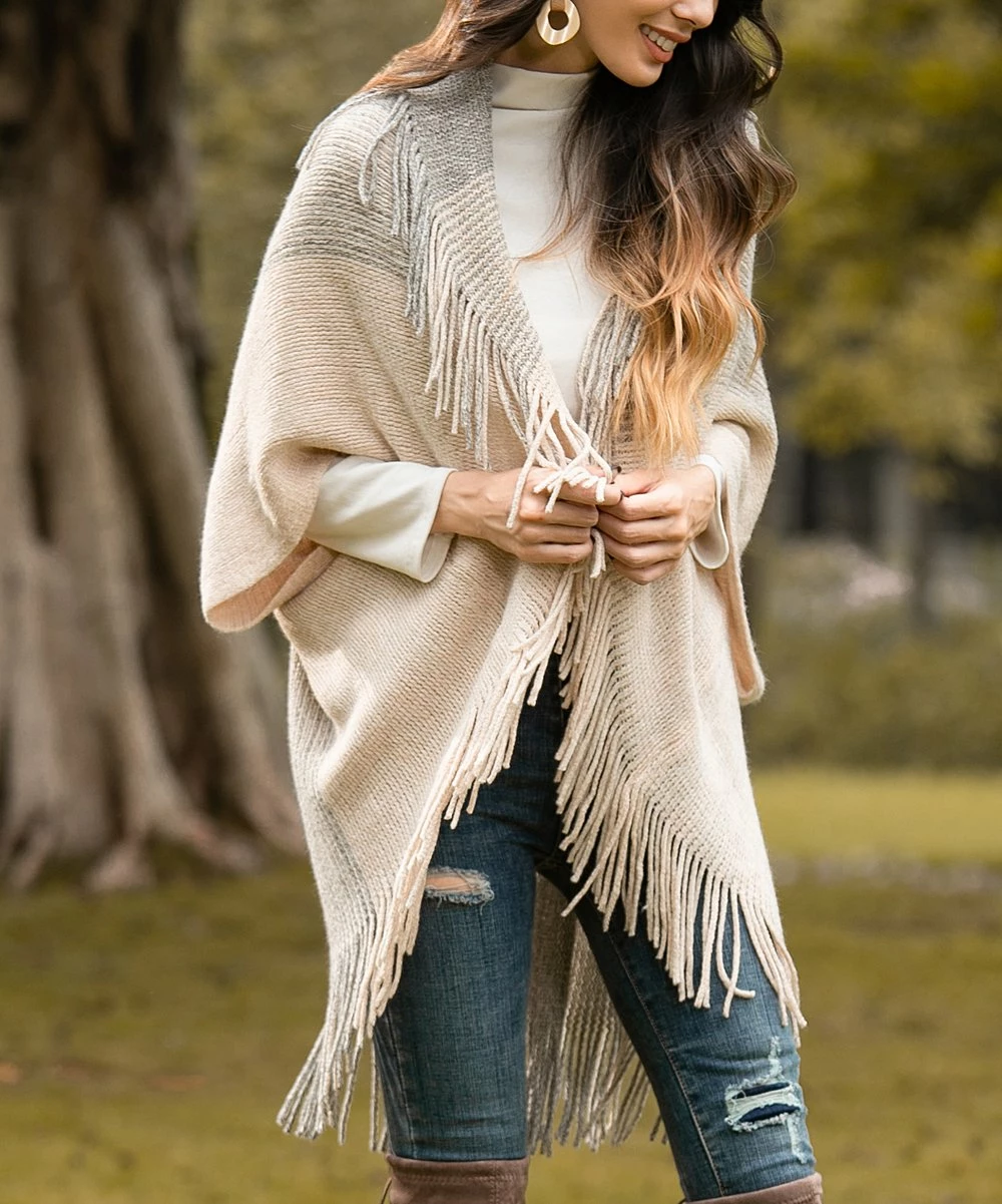 Best Pirce π₯° Z Avenue Beige Fringe-Accent Open Cardigan - Juniors π - Image 3