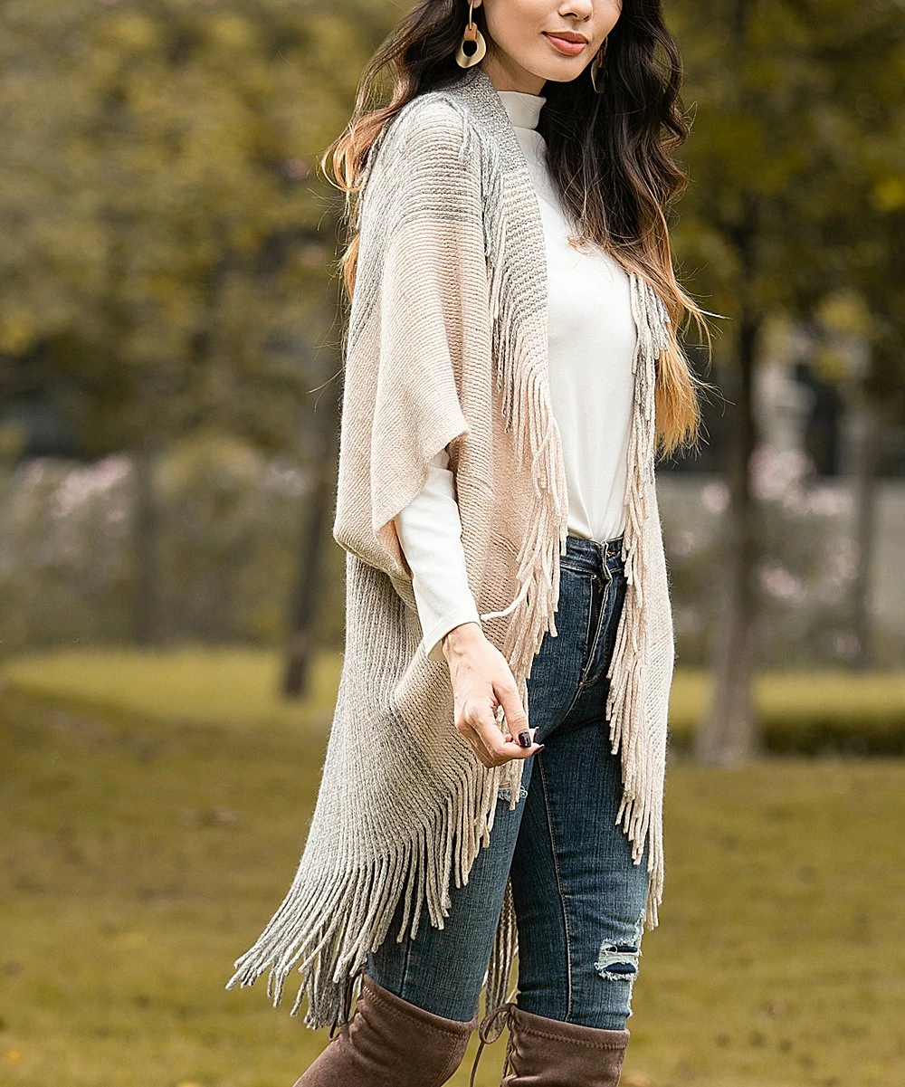 Best Pirce π₯° Z Avenue Beige Fringe-Accent Open Cardigan - Juniors π - Image 4