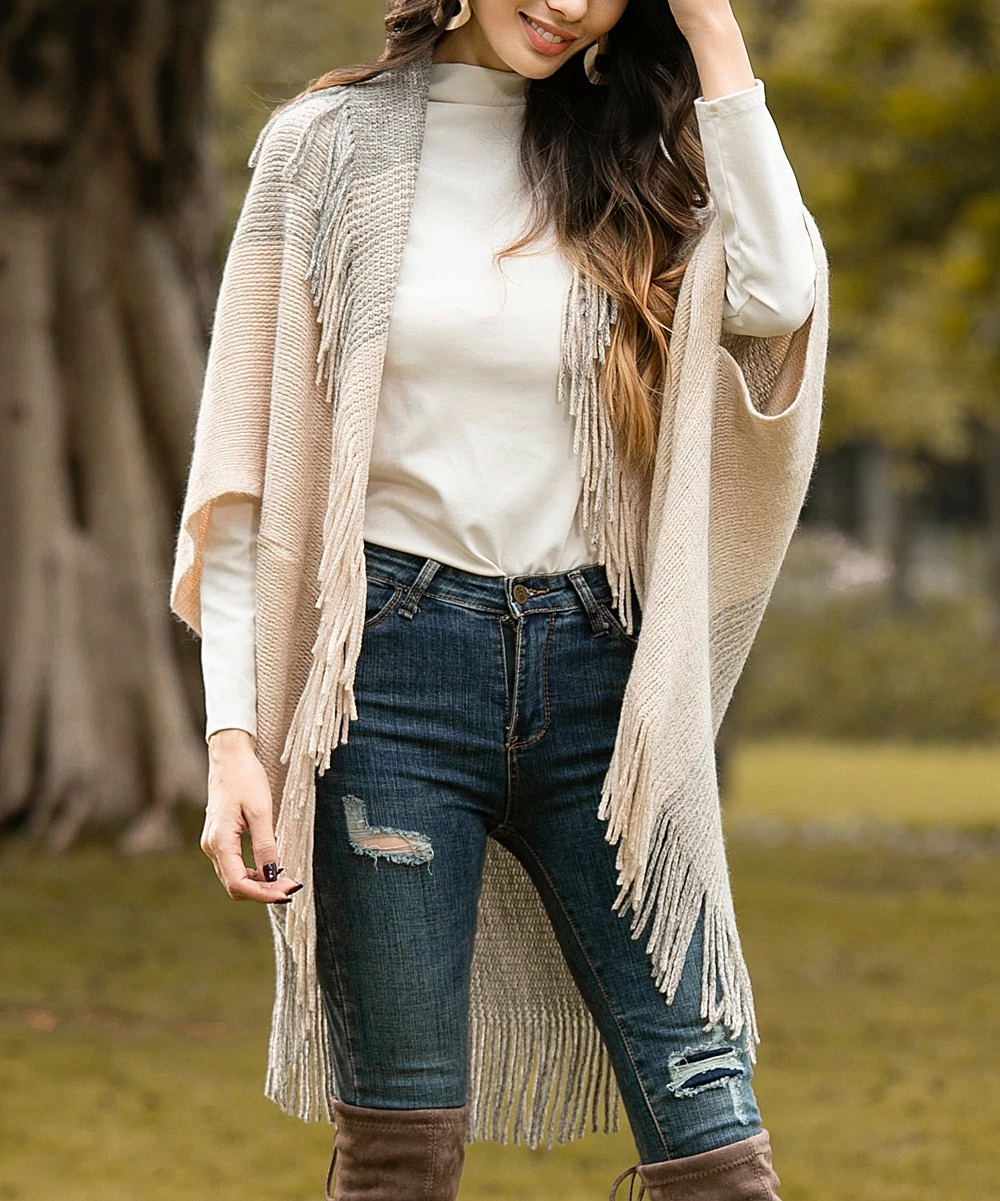 Best Pirce π₯° Z Avenue Beige Fringe-Accent Open Cardigan - Juniors π - Image 5