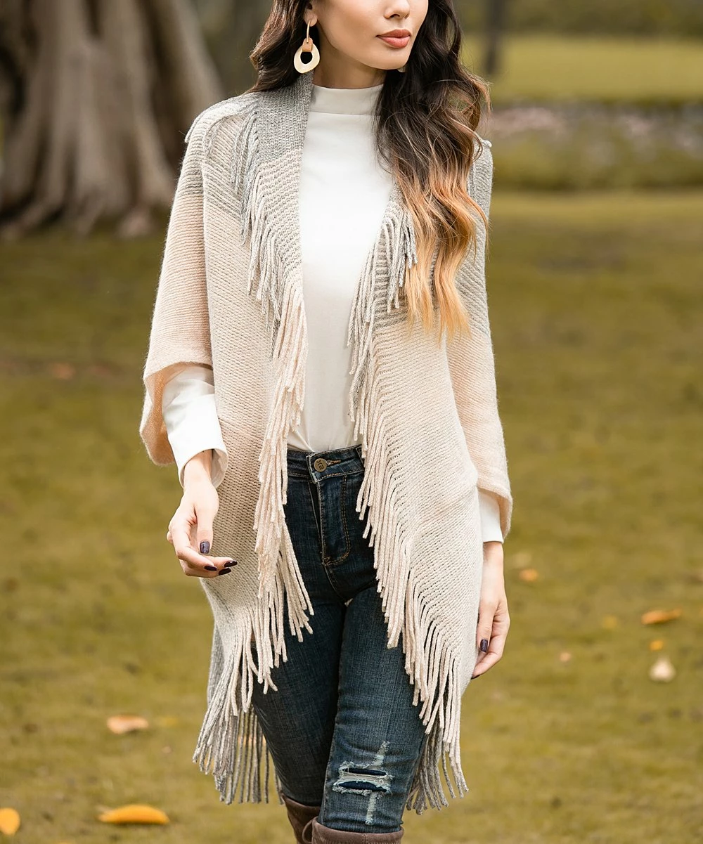 Best Pirce π₯° Z Avenue Beige Fringe-Accent Open Cardigan - Juniors π