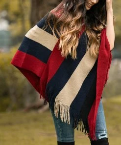 Cheapest ⭐ Z Avenue Burgundy & Navy Stripe Fringe-Hem Poncho - Juniors 🛒 9 Cheapest ⭐ Z Avenue Burgundy & Navy Stripe Fringe-Hem Poncho - Juniors 🛒 -Z Avenue Shop zu82128821 alt 2 tm1571840492