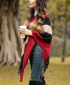 Cheapest ⭐ Z Avenue Burgundy & Navy Stripe Fringe-Hem Poncho - Juniors 🛒 10 Cheapest ⭐ Z Avenue Burgundy & Navy Stripe Fringe-Hem Poncho - Juniors 🛒 -Z Avenue Shop zu82128821 alt 3 tm1571840659