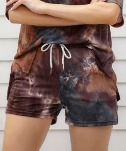 Budget π Z Avenue Brown & Gray Tie-Dye Drawstring Shorts - π© Women & Plus π