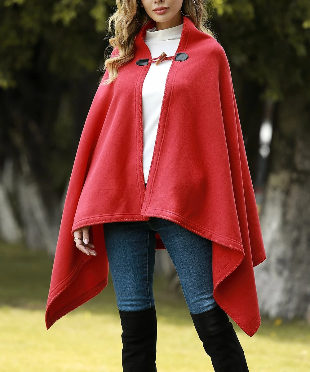 Budget π₯ Z Avenue Burgundy Toggle-Button Cape - Juniors β€οΈ - Image 3