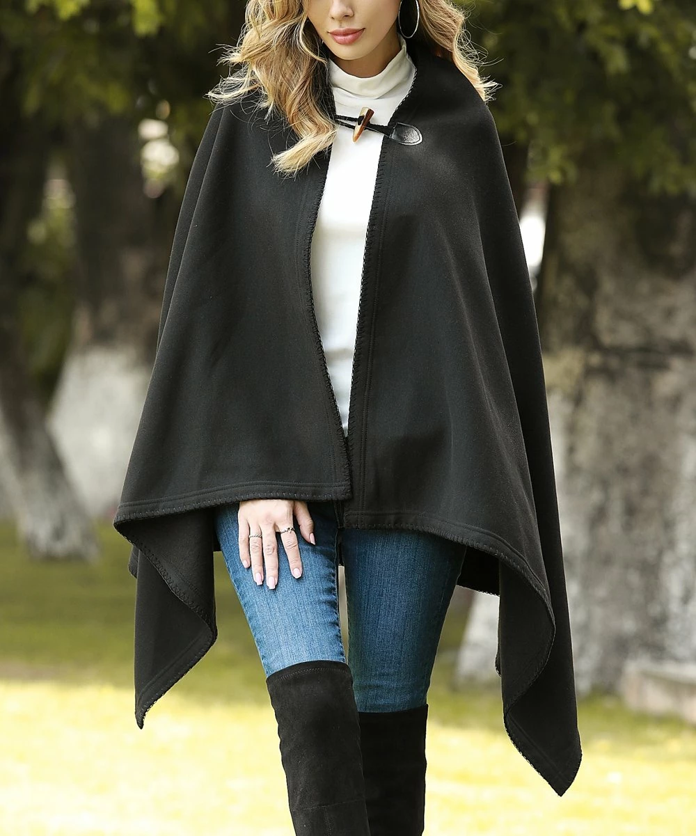 Deals ๐ฏ Z Avenue Black Toggle-Button Cape - Juniors โญ 4 Deals ๐ฏ Z Avenue Black Toggle-Button Cape - Juniors โญ - Image 2