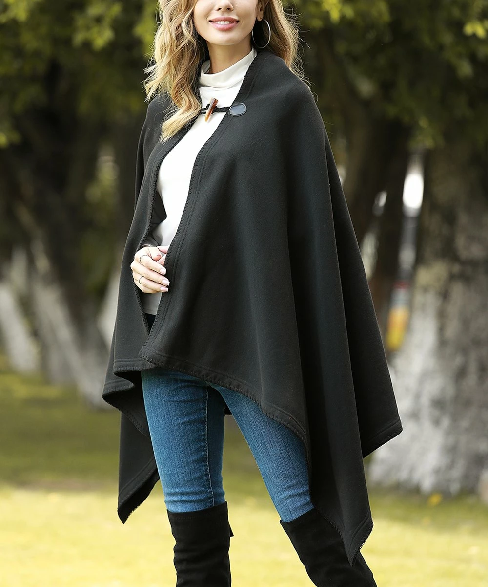 Deals ๐ฏ Z Avenue Black Toggle-Button Cape - Juniors โญ 6 Deals ๐ฏ Z Avenue Black Toggle-Button Cape - Juniors โญ - Image 4