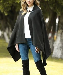 Deals 💯 Z Avenue Black Toggle-Button Cape - Juniors ⭐