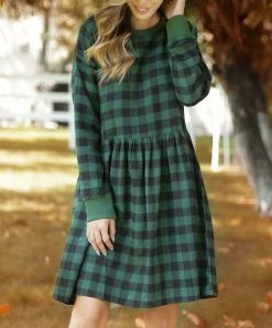 Brand new ⌛ Z Avenue Green & Black Plaid A-Line 👗 Dress - Plus ⌛