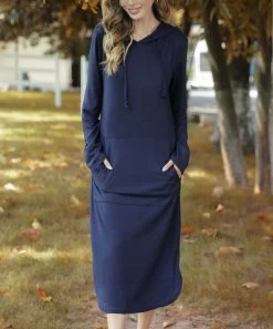Hot Sale 👍 Z Avenue Navy Hooded Sweatshirt 👗 Dress - 👩 Women & Plus 🌟