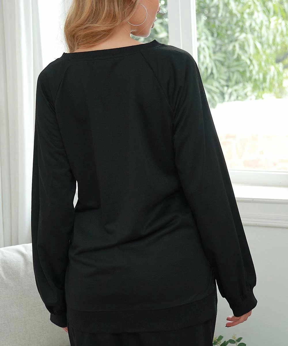 Best Pirce π Z Avenue Black Scoop-Neck Pullover - π© Women & Plus π - Image 2