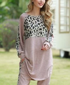 Promo π Z Avenue Heather Pink & Black Color Block Leopard Long-Sleeve Tunic - π© Women π§¨