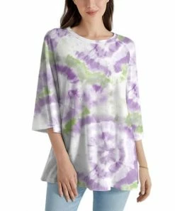 Hot Sale 🥰 Z Avenue Purple & Green Tie-Dye Half-Sleeve Tunic - Plus 🌟