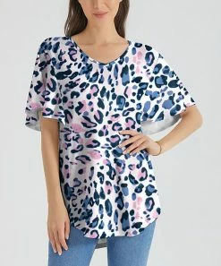 Best reviews of ⭐ Z Avenue Blue & Pink Leopard V-Neck Bell-Sleeve Tunic - Plus ❤️