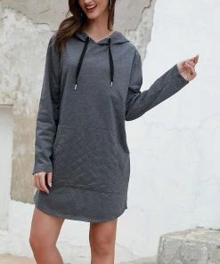 Best Pirce 😍 Z Avenue Mid Gray Kangaroo-Pocket Hooded 👗 Dress - 👩 Women & Plus ❤️