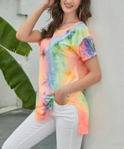 Cheapest 🔔 Z Avenue Pink & Purple Tie-Dye Scoop Neck Short-Sleeve Tunic - 👩 Women 😍