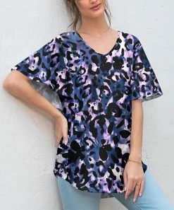 Cheapest 😀 Z Avenue Black & Purple Leopard Bell-Sleeve V-Neck Top - Plus 🤩