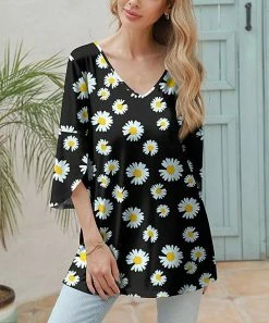Best reviews of ⭐ Z Avenue White & Black Floral Tulip-Sleeve V-Neck Tunic - Plus ✨