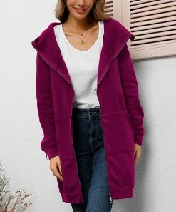 Budget 🤩 Z Avenue Plum Oversize Zip-Up Hoodie - 👩 Women ✔️