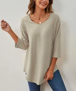 Brand new π€© Z Avenue Oatmeal Scoop-Neck Three-Quarter Sleeve Tunic - π© Women βοΈ