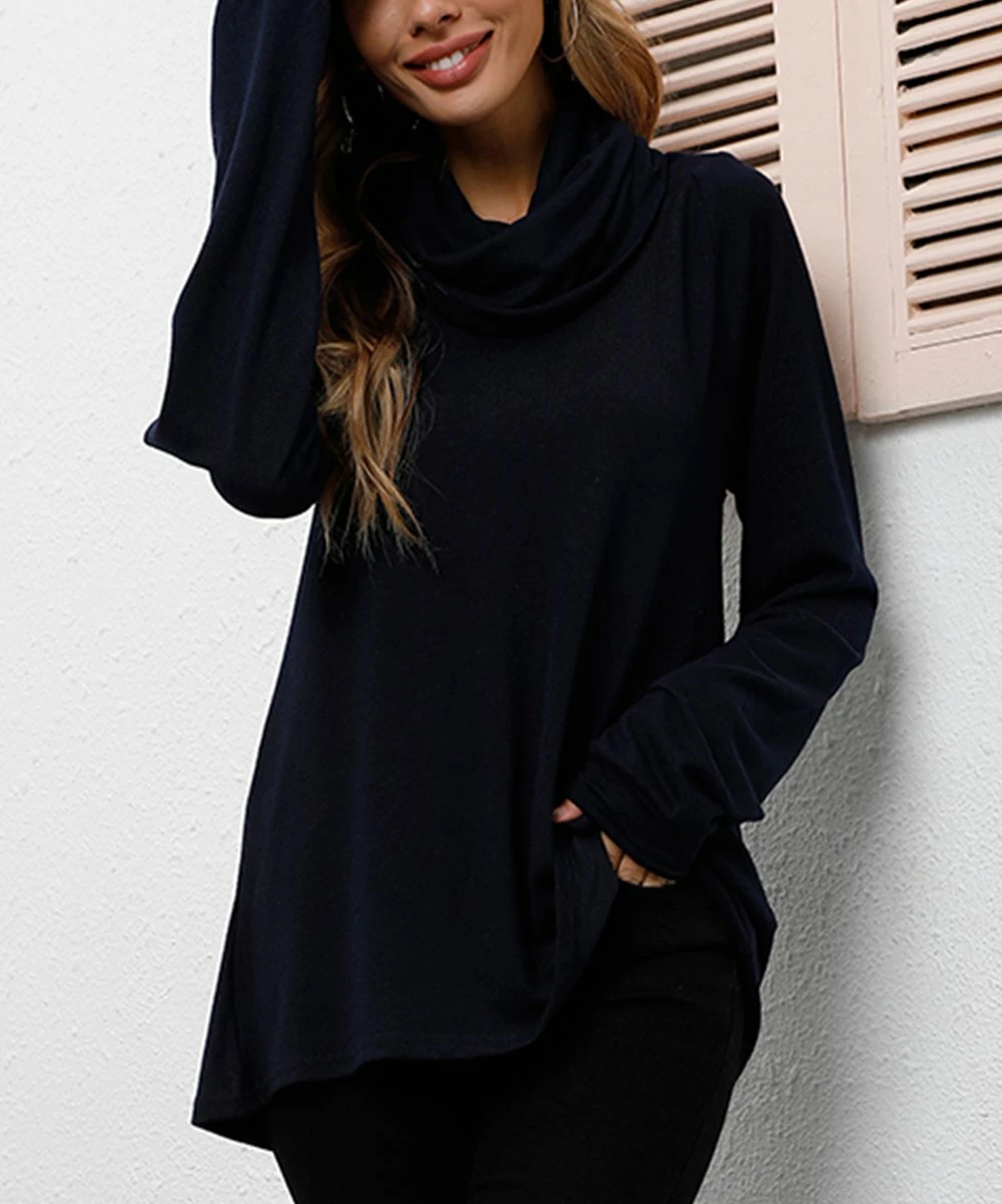 Top 10 β€οΈ Z Avenue Navy Cowl Neck Tunic - π© Women & Plus β€οΈ - Image 3