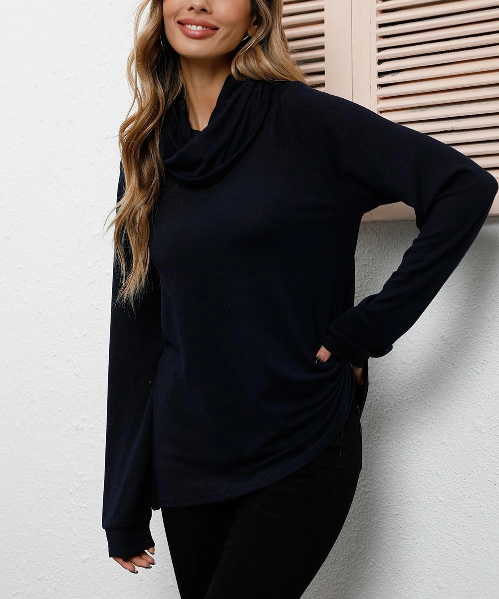 Top 10 β€οΈ Z Avenue Navy Cowl Neck Tunic - π© Women & Plus β€οΈ - Image 5