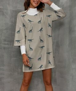 New π Z Avenue Amy Green & Beige Dinosaur Scoop Neck Shift π Dress - Plus π